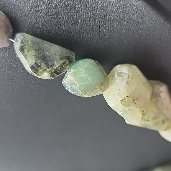 Faceted Agate Prehnite 734 Cts Beaded Natural Gemstone Necklace Unisex Crystal - Picture 7 of 11